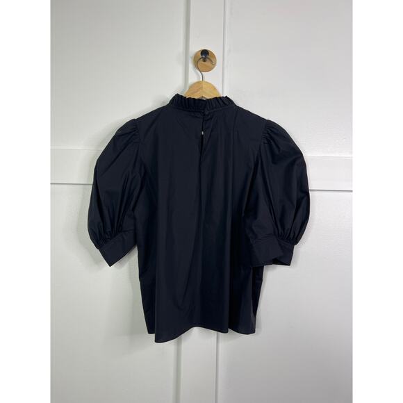 NEW Hunter Bell Stella Mock Neck 3/4 Puff Sleeve Black Blouse Top - Picture 6 of 7